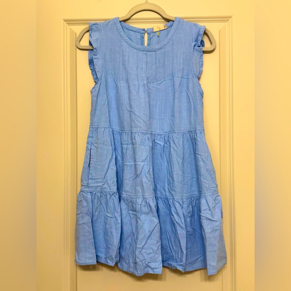 Altar'd State Blue Tiered Pleated Linen Blend Dress - Size S - Summer Ready!